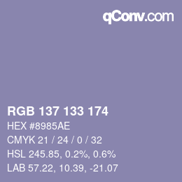 Color code: RGB 137 133 174 | qconv.com