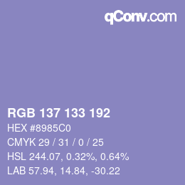 Color code: RGB 137 133 192 | qconv.com
