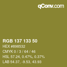 Farbcode: RGB 137 133 50 | qconv.com