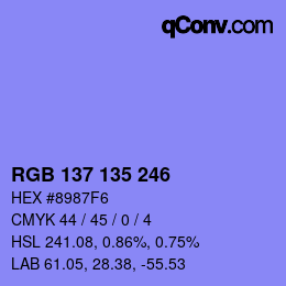 カラーコード: RGB 137 135 246 | qconv.com