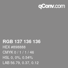 Farbcode: RGB 137 136 136 | qconv.com