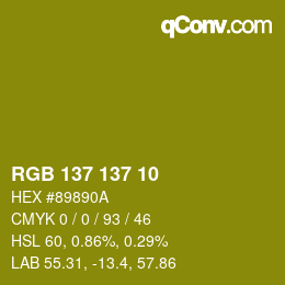 Color code: RGB 137 137 10 | qconv.com