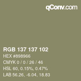 Color code: RGB 137 137 102 | qconv.com