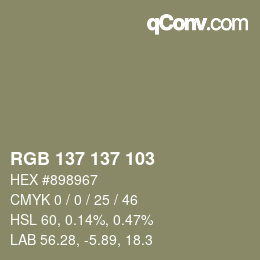 Código de color: RGB 137 137 103 | qconv.com