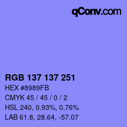 Farbcode: RGB 137 137 251 | qconv.com