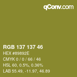 Code couleur: RGB 137 137 46 | qconv.com