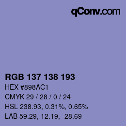Color code: RGB 137 138 193 | qconv.com