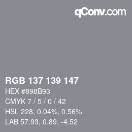 Color code: RGB 137 139 147 | qconv.com