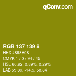 カラーコード: RGB 137 139 8 | qconv.com