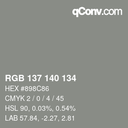 Color code: RGB 137 140 134 | qconv.com