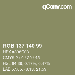 Color code: RGB 137 140 99 | qconv.com