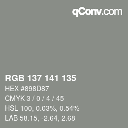 Código de color: RGB 137 141 135 | qconv.com