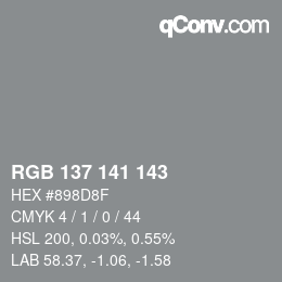カラーコード: RGB 137 141 143 | qconv.com