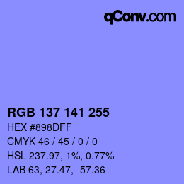 Color code: RGB 137 141 255 | qconv.com