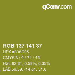 Color code: RGB 137 141 37 | qconv.com