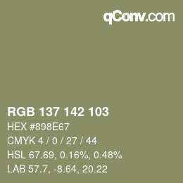 カラーコード: RGB 137 142 103 | qconv.com