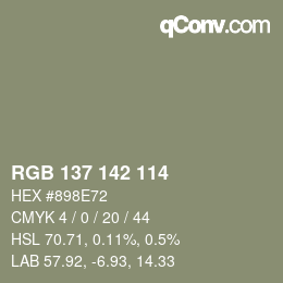 颜色代码: RGB 137 142 114 | qconv.com