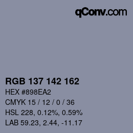 Color code: RGB 137 142 162 | qconv.com