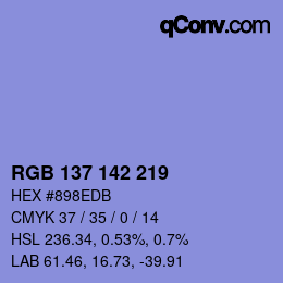 Color code: RGB 137 142 219 | qconv.com