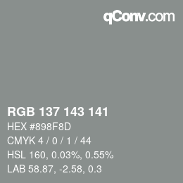 Color code: RGB 137 143 141 | qconv.com