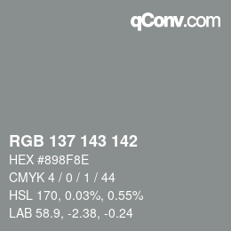 Color code: RGB 137 143 142 | qconv.com