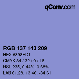 Color code: RGB 137 143 209 | qconv.com