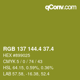 カラーコード: RGB 137 144.4 37.4 | qconv.com