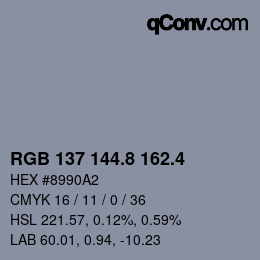 カラーコード: RGB 137 144.8 162.4 | qconv.com