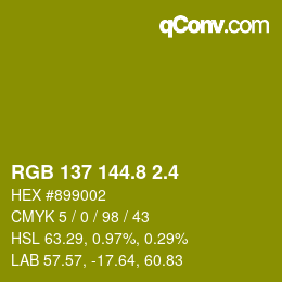 カラーコード: RGB 137 144.8 2.4 | qconv.com