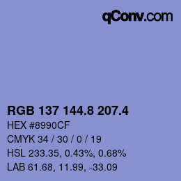 カラーコード: RGB 137 144.8 207.4 | qconv.com