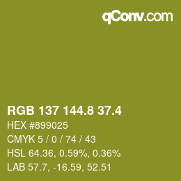 カラーコード: RGB 137 144.8 37.4 | qconv.com