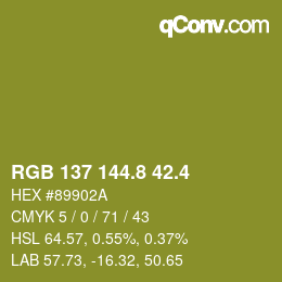 カラーコード: RGB 137 144.8 42.4 | qconv.com