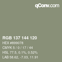 カラーコード: RGB 137 144 120 | qconv.com