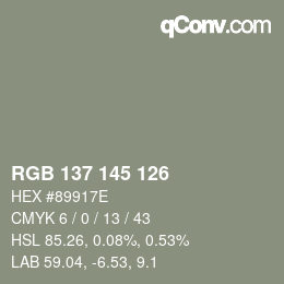 Farbcode: RGB 137 145 126 | qconv.com