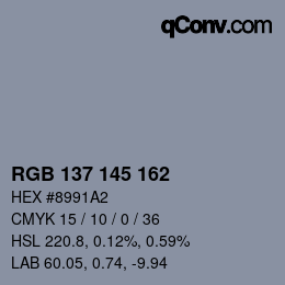 Color code: RGB 137 145 162 | qconv.com