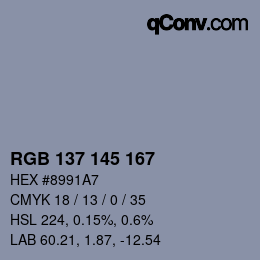 カラーコード: RGB 137 145 167 | qconv.com