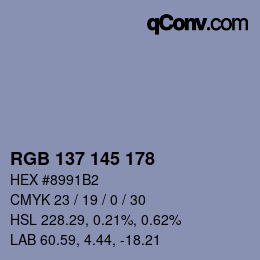 Color code: RGB 137 145 178 | qconv.com