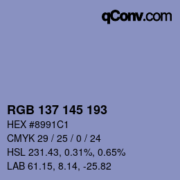 Color code: RGB 137 145 193 | qconv.com