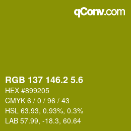 カラーコード: RGB 137 146.2 5.6 | qconv.com