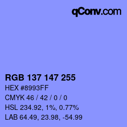 Color code: RGB 137 147 255 | qconv.com