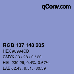 Farbcode: RGB 137 148 205 | qconv.com