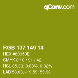 カラーコード: RGB 137 149 14 | qconv.com