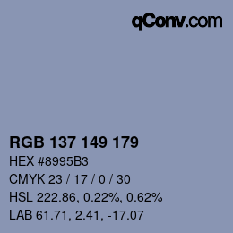 Color code: RGB 137 149 179 | qconv.com