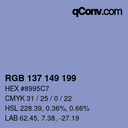 カラーコード: RGB 137 149 199 | qconv.com