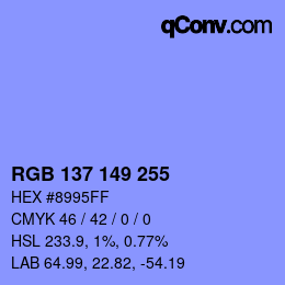 Color code: RGB 137 149 255 | qconv.com