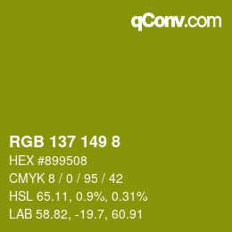 Color code: RGB 137 149 8 | qconv.com