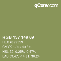 Farbcode: RGB 137 149 89 | qconv.com