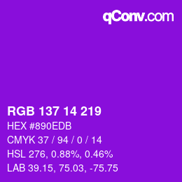 Color code: RGB 137 14 219 | qconv.com