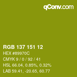 Color code: RGB 137 151 12 | qconv.com