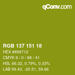 Code couleur: RGB 137 151 18 | qconv.com